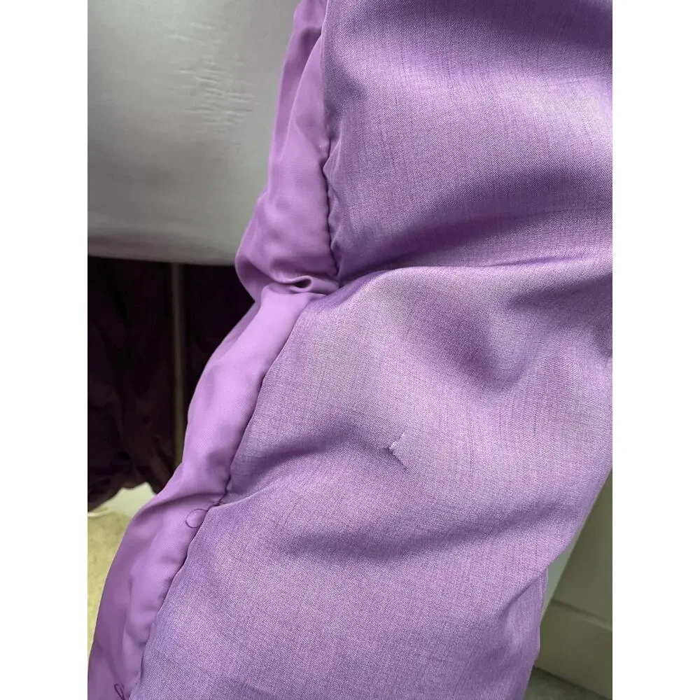 Vintage Saks Fifth Avenue Purple Long Puffer Coat Down Feather Women’s Large - Picture 5 of 16